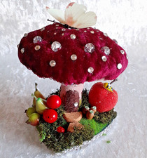 Handcrafted Toadstool Decoration, Velvet Fairy house Autumn Christmas