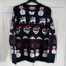 Cedarwood Christmas Jumper Size Large Mens Navy Xmas Crew Neck Pullover Festive