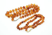 Amber Necklaces Graduated Faceted Baltic Individually Knotted x 2