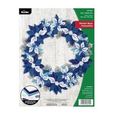 Bucilla 15" Felt Wreath Applique Kit - Winter Blue Poinsettia 89756E