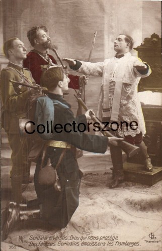 Wwi french postcard soldiers - postcard,