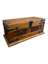 Old Small Pine Chest With Iron Detail