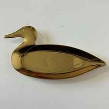 Vintage Brass Duck Mallard Trinket Tray Plate Gold Decor 