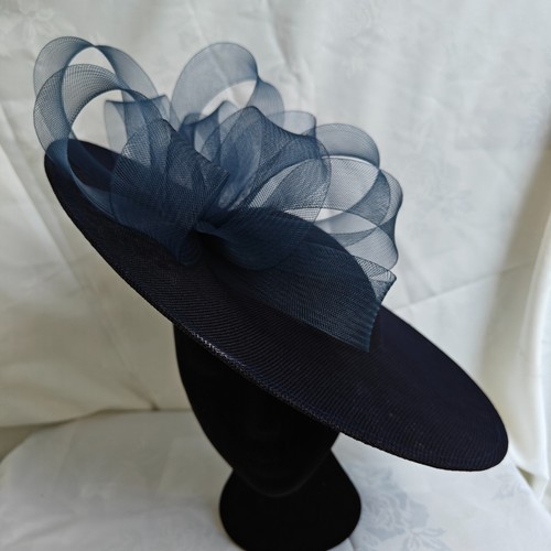Navy blue flower wide - navy, brim