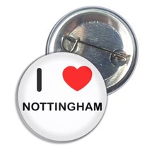 Nottingham I Love Heart Button Badge Pin Badge (25, 55 or 77mm)