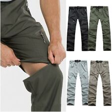 Mens Casual Cargo Pants Zip Off Outdoor Hiking Detachable Combat Trousers Shorts