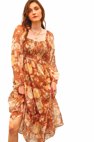 Women brown beige floral - brown/beige,