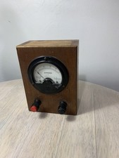 Vintage Scientific Amp Meter Wood case British Made Amperes Lab Collage V Good