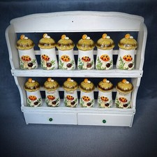 Sears & Roebuck - Merry Mushroom - Spice Shaker Set With Rack - 12 Piece - 1970s