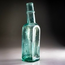 Antique Wonkey Glass Burst Lip Mould Blown Bottle Early 1800s Moulded English