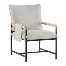 Beige Accent Chair with Metal