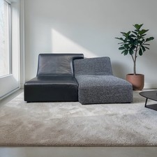 Sofa settee black leather - sofa,