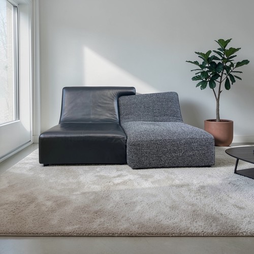 Sofa settee black leather - sofa,