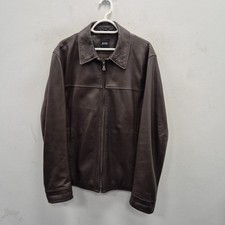 Hugo Boss Brown Soft Lamb Leather Aviator Collared Coat Jacket Size Uk 54 Men's