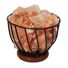 Home Living Himalayan Rock Salt Metal Basket Lamp