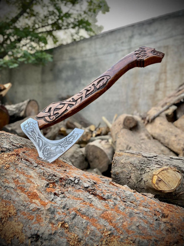 Hand forged camping axe carbon - forged,