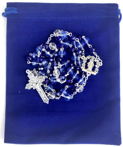 Blue crystal rosary - crystal, genuine