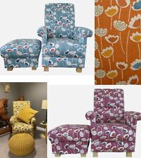 Chair & Footstool Armchair Prestigious Clara Scandi Floral Fabric Adult Retro 