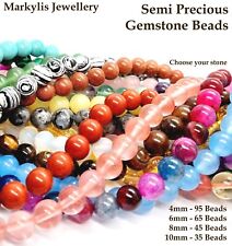 Semi Precious Gemstone Beads Jewellery Making Round Natural Stone 4 6 8 10mm
