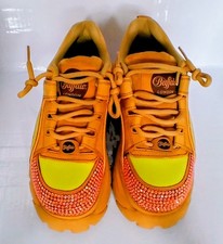 Buffalo Womens Yellow Red Bling Platform Rhinestone 90s Trainers Size 4