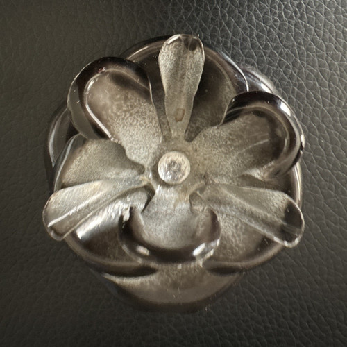 Silver tone gray flower brooch - silver,