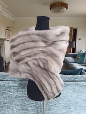 Blue Sapphire Mink Stole Wrap Cape Bolero Jacket Silver Grey Visone Nerz Visón
