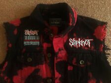 Slipknot Black 'n' Red Bleach Denim Cut-Off Patch Jacket People=Shit Barcode 3XL