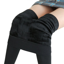 Black Cozy Plush Warm Leggings Women High Waist Thermal Fleece Lined Velvet Wint