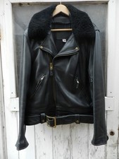 Sz 42  AWESOME VINTAGE AMERICAN HEAVY WEIGHT BLACK  LEATHER  MOTORCYCLE JACKET