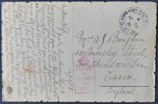WW1: 1918 France. PC from soldier to his wife. Queen's (Royal West Surrey) Reg.