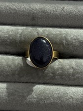 Blue Sandstone Stainless Steel Gold Ring Size 7