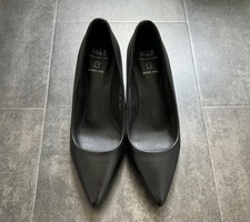 Marks And Spencer Ladies Black  Leather Insolia Court Shoes Size 3 Exc Condition