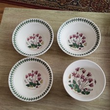Portmeirion Bowls Cyclamen motif - 3 x cereal bowls + 1 x stacking bowl
