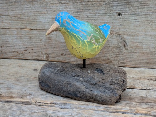 Hand carved wood bird figurine - hand,
