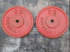 2 X 25 POUND 'OLD SCHOOL',  'ONE-INCH' WEIGHT PLATES