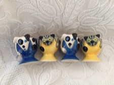 4 x Vintage egg Ceramic Novelty Egg Cups CAT AND DOG , Good Condition