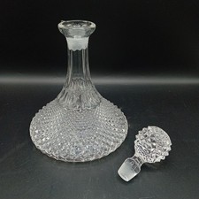 Vintage Bell Bottom Decanter Cut Crystal Glass Diamond Pattern Clear FLT-FPL