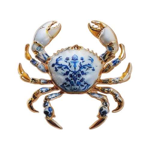 Enamel crab brooch - enamel, style