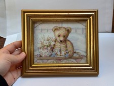 Vintage Gold Photo Frame with Teddy Bear Breakfast in Bed Print - Art - Mini