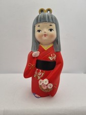 Vintage Japanese Hakata Bisque Geisha Hand Painted Clay Doll Height 16cm