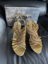 Women’s Size 7 Gold Diamante Fancy Heels. Shoes. Sandals. Party. Wedding. Eid.