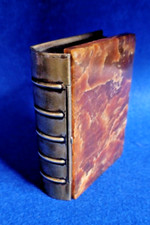 SMALL VINTAGE SECRET BOOK BOX. MARBLE LID. WOOD AND METAL GERMANY