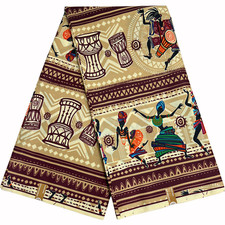 African Fabric Print Drum Dancing ladies Ankara Polycotton Sewing Material