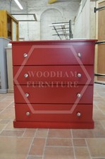 HANDMADE CAMBRIDGE 4 DRAWER CHEST IN RED (NOT FLATPACKED)