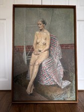 Female Nude Oil on Board - Framed-  Signed 