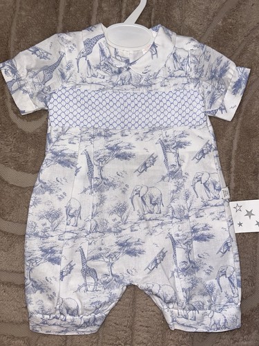 Baby boys blue safari - , smocked