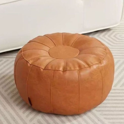 Unstuffed leather footstool - unstuffed,