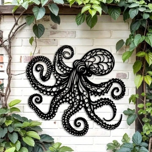 Large metal octopus - metal, wall