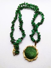 Vintage Gold Tone Malachite