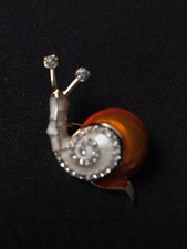 Vintage Style Jewellery Art Deco Snail Brooch Rhinestones